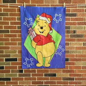 Winnie The Pooh Winter Christmas Porch Banned Flag Window Décor 28" X 39"